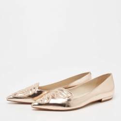 Pre Owned Sophia Webster Rose Gold Leather Bibi Butterfly Ballet Flats Size 40.5