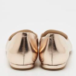 Pre Owned Sophia Webster Rose Gold Leather Bibi Butterfly Ballet Flats Size 40.5