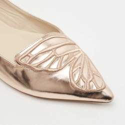 Pre Owned Sophia Webster Rose Gold Leather Bibi Butterfly Ballet Flats Size 40.5
