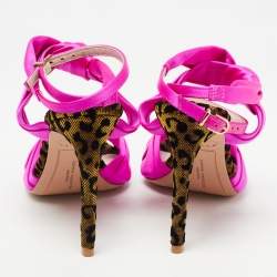 Sophia Webster Fuchsia Knotted Satin Ankle Strap Sandals Size 36