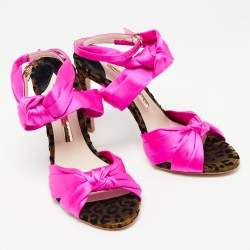 Sophia Webster Fuchsia Knotted Satin Ankle Strap Sandals Size 36