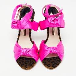 Sophia Webster Fuchsia Knotted Satin Ankle Strap Sandals Size 36