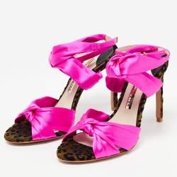 Sophia Webster Fuchsia Knotted Satin Ankle Strap Sandals Size 36