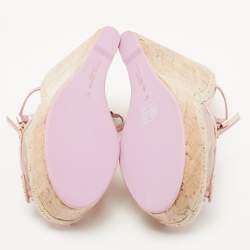 Sophia Webster Metallic Pink Leather and Mesh Farfalla Wedge Sandals Size 37