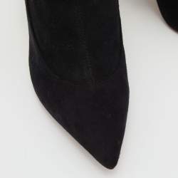 Pre Owned Sophia Webster Black Suede Crystal Embellished Lorena Ankle Booties Size 38