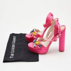 Sophia Webster Pink Satin Crystal Embellished Amanda Sandals Size 39
