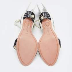 Pre Owned Sophia Webster Black/White Leather Evangeline Ankle Strap Sandals Size 38.5