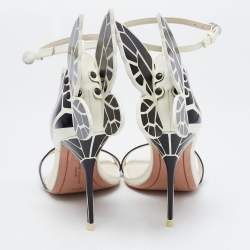 Pre Owned Sophia Webster Black/White Leather Evangeline Ankle Strap Sandals Size 38.5