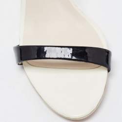 Pre Owned Sophia Webster Black/White Leather Evangeline Ankle Strap Sandals Size 38.5