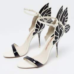 Pre Owned Sophia Webster Black/White Leather Evangeline Ankle Strap Sandals Size 38.5