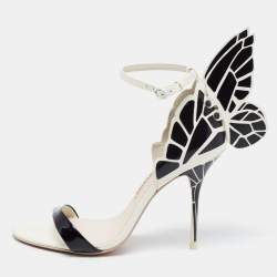 Pre Owned Sophia Webster Black/White Leather Evangeline Ankle Strap Sandals Size 38.5