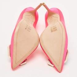 Pre Owned Sophia Webster Hot Pink Satin Lola Gem Pointed Toe Pumps Size 37.5
