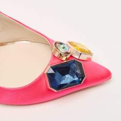Pre Owned Sophia Webster Hot Pink Satin Lola Gem Pointed Toe Pumps Size 37.5