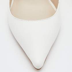 Pre Owned Sophia Webster White Leather Coco Crystal Embellished Pointed Toe Pumps Size 38.5