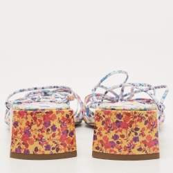 Sophia Webster Multicolor Printed Leather Laurellie Ankle Tie Sandals Size 40