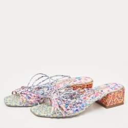 Sophia Webster Multicolor Printed Leather Laurellie Ankle Tie Sandals Size 40