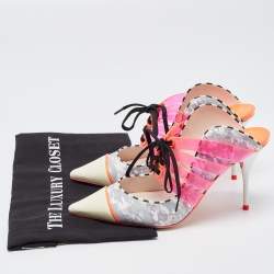Pre Owned Sophia Webster Multicolor Leather And PVC Tie Detail Mules Size 39