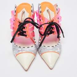 Pre Owned Sophia Webster Multicolor Leather And PVC Tie Detail Mules Size 39