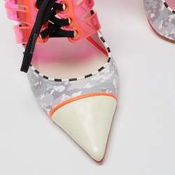 Pre Owned Sophia Webster Multicolor Leather And PVC Tie Detail Mules Size 39