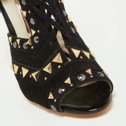 Sophia Webster Black Suede Studded Riko Sandals Size 41