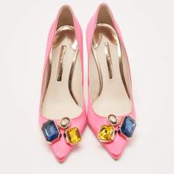 Pre Owned Sophia Webster Hot Pink Satin Lola Gem Pointed Toe Pumps Size 39.5