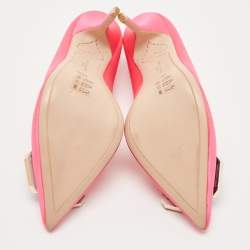 Pre Owned Sophia Webster Hot Pink Satin Lola Gem Pointed Toe Pumps Size 39.5
