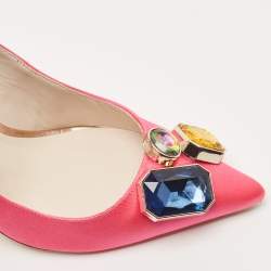 Pre Owned Sophia Webster Hot Pink Satin Lola Gem Pointed Toe Pumps Size 39.5