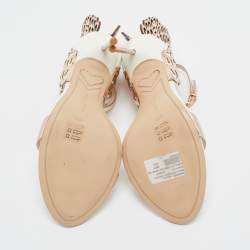 Pre Owned Sophia Webster Gold/White  Leather Evangeline Ankle Strap Sandals Size 40.5