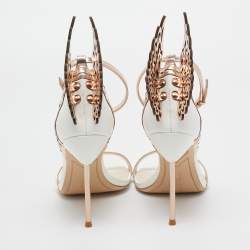 Pre Owned Sophia Webster Gold/White  Leather Evangeline Ankle Strap Sandals Size 40.5