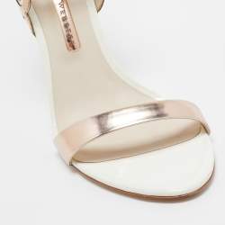 Pre Owned Sophia Webster Gold/White  Leather Evangeline Ankle Strap Sandals Size 40.5