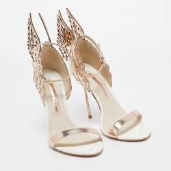 Pre Owned Sophia Webster Gold/White  Leather Evangeline Ankle Strap Sandals Size 40.5