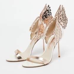 Pre Owned Sophia Webster Gold/White  Leather Evangeline Ankle Strap Sandals Size 40.5