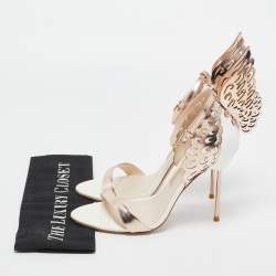 Pre Owned Sophia Webster Gold/White  Leather Evangeline Ankle Strap Sandals Size 40.5