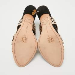 Pre Owned Sophia Webster Black/Rose Gold Suede and Leather Parisa Sandals Size 40