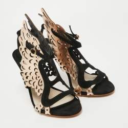 Pre Owned Sophia Webster Black/Rose Gold Suede and Leather Parisa Sandals Size 40