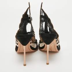 Pre Owned Sophia Webster Black/Rose Gold Suede and Leather Parisa Sandals Size 40