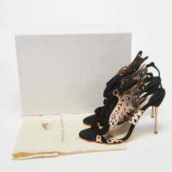 Pre Owned Sophia Webster Black/Rose Gold Suede and Leather Parisa Sandals Size 40