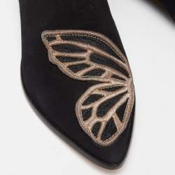 Pre Owned Sophia Webster Black Suede Karina Butterfly Ankle Boots Size 39