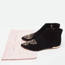 Pre Owned Sophia Webster Black Suede Karina Butterfly Ankle Boots Size 39