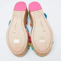 Sophia Webster Multicolor Leather Cork Platform Ankle Tie Sandals Size 36.5