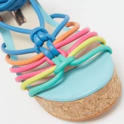 Sophia Webster Multicolor Leather Cork Platform Ankle Tie Sandals Size 36.5