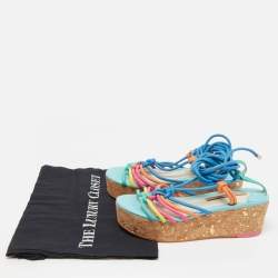 Sophia Webster Multicolor Leather Cork Platform Ankle Tie Sandals Size 36.5