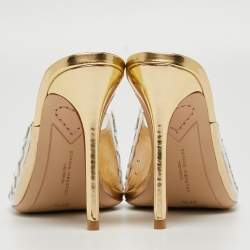 Pre Owned Sophia Webster White Leather and PVC Wing Embellished Mules Size 37.5