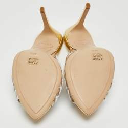 Pre Owned Sophia Webster White Leather and PVC Wing Embellished Mules Size 37.5