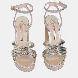 Pre Owned Sophia Webster Metallic Glitter and Suede Sandals 40