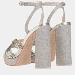 Pre Owned Sophia Webster Metallic Glitter and Suede Sandals 40