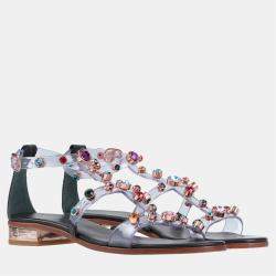 Pre Owned Sophia Webster Rubber and Leather Embellished Sandals 40.5