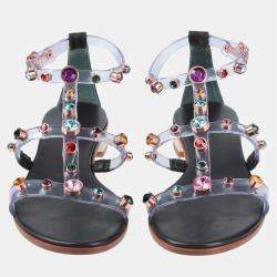 Pre Owned Sophia Webster Rubber and Leather Embellished Sandals 40.5