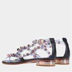 Pre Owned Sophia Webster Rubber and Leather Embellished Sandals 40.5