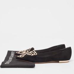 Sophia Webster Black Suede Bibi Butterfly Pointed Toe Ballet Flats Size 37